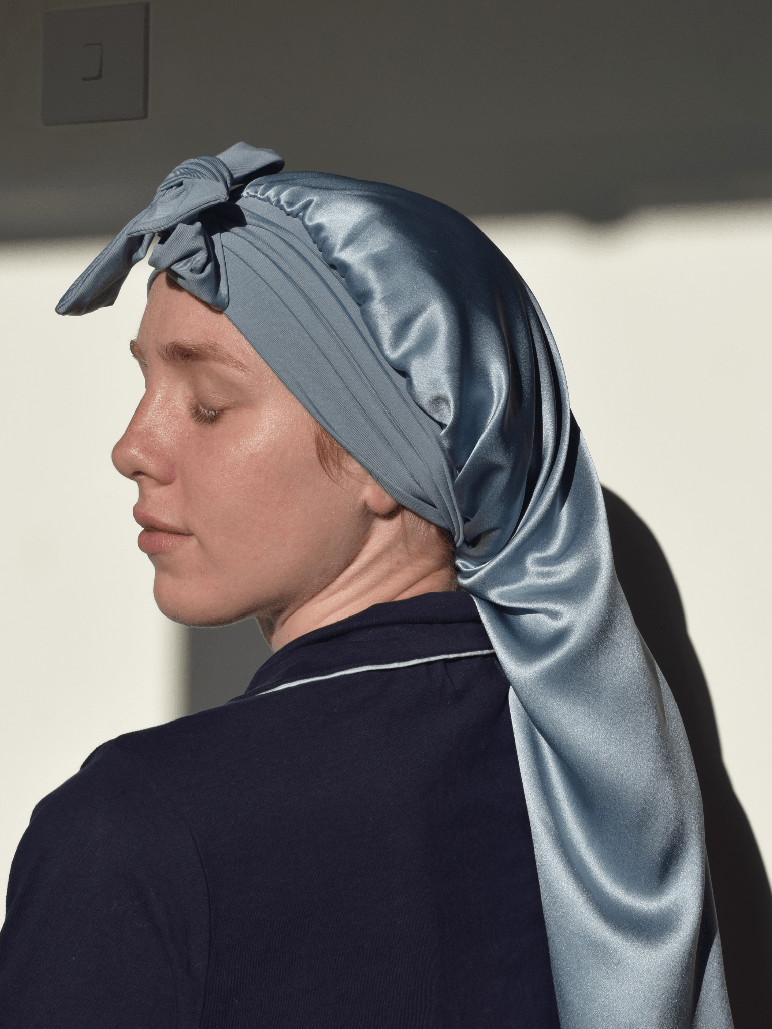 LONG 22 Momme Mulberry Silk Charmeuse Weave Bonnet for Long Hair